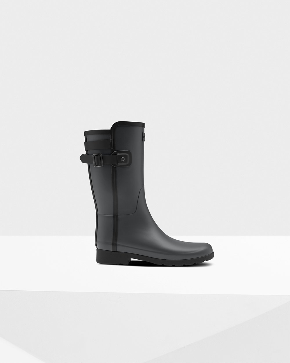 Galochas Curtas Hunter Feminina Pretas - Refined Slim Fit Contrast - 67VOILXQE